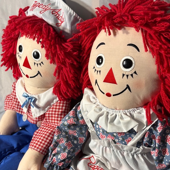 Raggedy Ann and Andy Dolls with Red Hair  80th and 85th birthday 25 inches tall - Picture 2 of 16